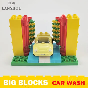 Veľká Veľkosť Stavebné Bloky Málo Umývanie Auta Moc Scény Konštrukcie Príslušenstvo Kompatibilné Veľké Tehly Deti Montáž Hračky