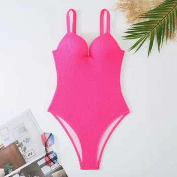 2023 Nové Sexy Jednodielne Plavky Ženy Plavky Textúrou Pevné Bikini Kombinézu Plaviek Žena Underwire Plavky Brazílsky