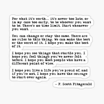 Pre To, Čo Stojí za F Scott Fitzgerald 5 KS Nálepky na Nárazníka Izba Notebook Okno Anime Tlač Dieťa Roztomilý Dekorácie