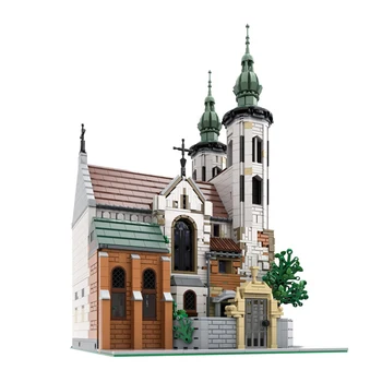 MOC-124447 Cirkvi Stredovekej Architektúry Stavebný kameň Castle Street View Andriivska Tserkva Model Tehla Hračky Narodeninám