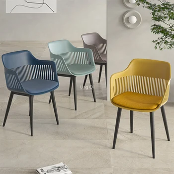 Moderné Industerial Plastové Jedálenské Stoličky Čalúnenie Žltá Poschodí Relaxačné Stôl Stoličky Dizajnér Vonkajšie Cadeiras Hala Nábytok
