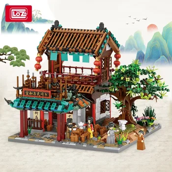 2051pcs LOZ mini Bloky Deti Budovy Hračky DIY Tehly Puzzle Starovekej Čínskej Reštaurácii Domova 1058