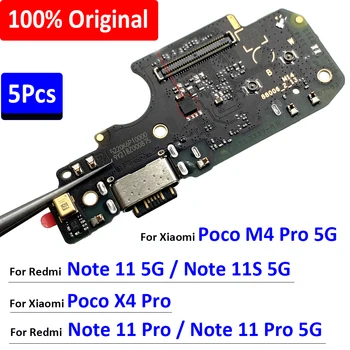 5 ks，100% Originálne USB Nabíjací Port Zástrčku Konektora Poplatok Rada Pre Xiao Redmi Poznámka 11S 11 Pro 5G / Poco M4 X4 Pro