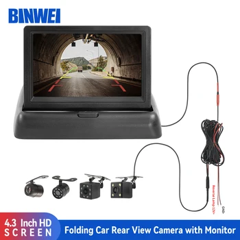 BINWEi Skladacie Auto Monitor s parkovacia Kamera pre Vehicle Parkovanie Cúvaní Kamera s 4,3 Palcový displej Jednoduchá Inštalácia