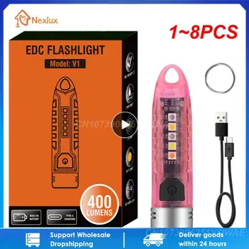 1~8PCS Mini LED Keychain Baterka Prenosné Horák, Typ-C Nabíjateľná Pracovné Svetlo S Magnetom Kempovanie Dobrodružstvo Vreckové Svietidlo