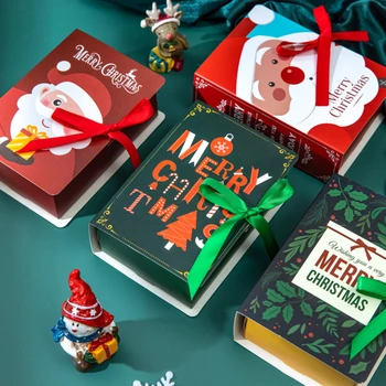 5 ks Knihy Tvar Veselé Vianočné Cukrovinky Boxy, Tašky Vianoce, Santa Claus Darčeka Party Dekorácie Dodávky Vianočné Cookie Box