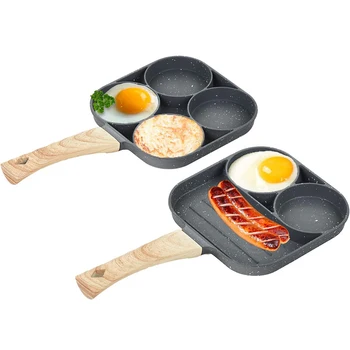 LMETJMA Palacinka Vajcia Panvica 4 Poháre Omeletu Poached Egg Pan na Raňajky Rozdelené Náter s Non Lepenie Rukoväť JT888