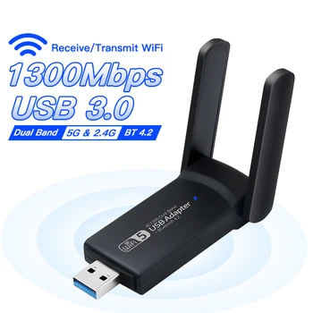 1300Mbps Dual-Band 2,4 GHz, 5 ghz WiFi USB 3.0 Adaptér Bluetooth 4.2 Wifi Usb Pre PC Desktop, Notebook, Sieťová Karta, Bezdrôtový Prijímač