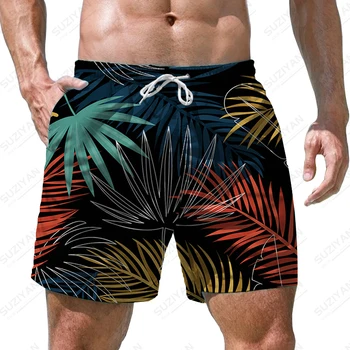 Letné mužov pláž coconut tree 3d vytlačené šortky Havajské bežné pláži nohavice pánske veľké veľkosti, rýchle sušenie šortky