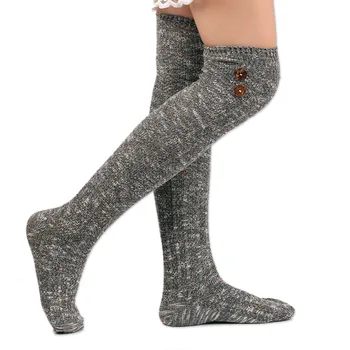 Stehná Vysoké Bavlna Pletené Zimné Ženy Osadenie Boot Ponožky Vintage Teplé Extra Dlhé Nohy V Teple Nad Kolená Vysoké Osadenie Médiá