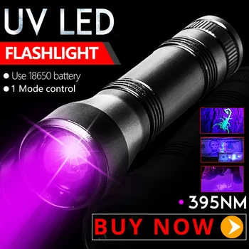 395nm UV LED Baterka 18650 1 Režime Ultrafialové Pochodeň T6 Fialové Svetlo Nabíjateľná Zoom Čierne Pet Moču Škvrny Detektor