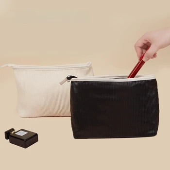PU Pruhy Skladaný Kozmetická Taška Prenosná Wash Bag Multi-funkcia High-capacity make-up Žien Cestovné odkladacie Puzdro Organizátor