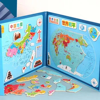 Čína Mapu Detí Edition Stenu Grafu Magnetické Puzzle Skladačka Puzzle Kreslené Mapy Sveta Detí raného vzdelávania logická Hračka