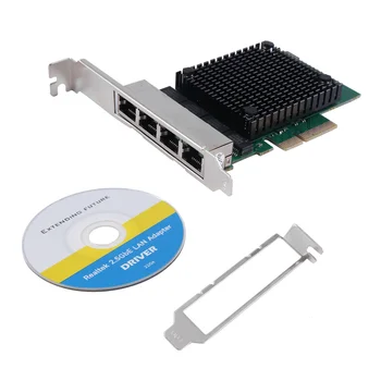 PCIE X4 2,5 G Gigabitová Sieťová Karta RTL8125B 4 Port Siete Ethernet Karty Desktop Server Sieťové Karty