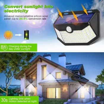 Slnečné Svetlo Vonkajšie 120 s LED Reflektorom a 3 Svetelné Módy, Senzor Pohybu, Bezpečnosti