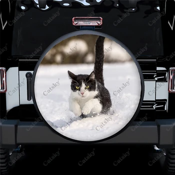 Black Kittie Mačka, Auto Príslušenstvo, Náhradné Pneumatiky Kryt Vodotesný Pneumatiky Kolesa Dekorácie Ochranu pre Vozidlo SUV Camper Prívesu 14-17in