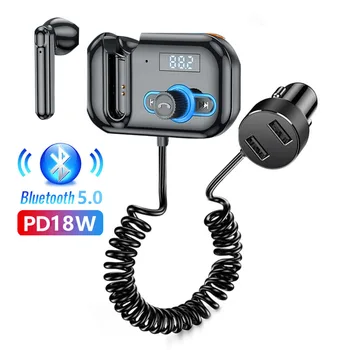 Bluetooth 5.0 Headset FM modulátor Vysielač Auto Bezdrôtový FM Rádio PD18W Rýchlo Nabíjačka, Hands-free MP3 prehrávač Hudby Prijímač