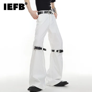 IEFB High Street pánske Oblek Nohavice Nika Pás Spojov Dizajn Bežné Micro Obličkového Nohavice Kovové Tlačidlo Viacerých Široké Nohavice 9C672