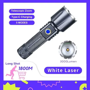 Super Biele Laser, Baterka, Usb Nabíjateľné Silný Horák, Zoom IPX6 Nepremokavé Taktické zábleskové Svetlo pre Pracovné Poľovníctvo atď.