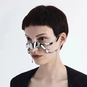 2023 Nové Prišla Móda Gotický Maska Cyber Punk Kvapaliny Nepravidelný Strieborná Farba Duté Ženy Muži Strany Individuation Jednotlivých