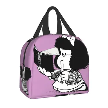 Mafalda S Notebook Izolované Obed Tašky pre Ženy Quino Komické Cartoon Resuable Chladnejšie Tepelnej Bento Box Práce Školy Cestovanie