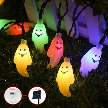 Vianočné Ozdoby 2023 Ghost Lampy Solárne String Svetlo Vonkajšie Led Halloween Svetlá Nepremokavé Solárny Terasa Svetlo 124