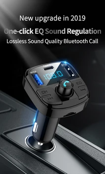 Rýchle Nabíjanie 3.0 FM Vysielač Auto Bluetooth 5.0 FM Modulátor do Auta TYP-C Duálny USB Nabíjačka do Auta súprava Handsfree, Prehrávač MP3