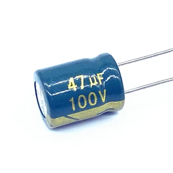10pcs/veľa vysoká frekvencia nízka impedancia 100v 47UF hliníkové elektrolytický kondenzátor veľkosť 8*12 47UF 20%
