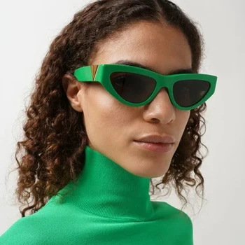 Luxusné Značky Dizajnér Cat Eye slnečné Okuliare pre Ženy Trend Y2k Punk Slnečné Okuliare Muži Čierne Zelené Odtiene Okuliare UV400 Lentes de sol