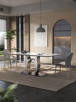 Moderný a jednoduchý jedálenský stôl, svetlo luxusné domácnosti high-end jedálenský stôl, taliansky štýl pribrala jedálenský stôl