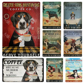 Kávy Firmy Väčšie Švajčiarsky Horský Pes Výročie Vintage Kovové Plagát pre Spálne, Kúpeľňa Obývacia Izba, Kuchyňa Domova