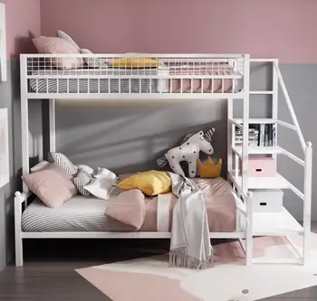 Kovaného železa poschodová posteľ Malý byt moderné jednoduché, vysoké a nízke posteľ Poschodová posteľ železa posteľ poschodová posteľ