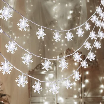 Snowflake LED Reťazec Svetlá Rozprávkových Svetiel Batérie USB Záhrade na Vianočný Stromček, Vianočné Girlandy Svadobné Party, Vianočné Dekorácie