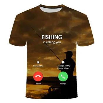 2021 najnovšie horúce predaj 3D rybárske T-shirt bežné hip-hop T-shirt Harajuku 3D ryby, rybolov kolo krku tričko