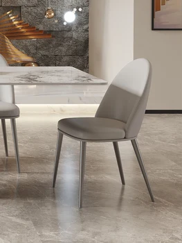 Taliansky minimalistický jedálenské stoličky, moderný minimalistický reštaurácia, domáce voľný čas operadla, z nehrdzavejúcej ocele, high-end kožené kreslo