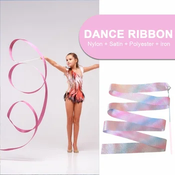 Blikajúce Tanec Balet Školenia Rainbow Streamer Twiling Páse S Nástrojmi Rytmické Rytmické Star Držať Prút Zariadenia Gymnastika