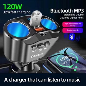 3.1 Duálny USB Nabíjačka do Auta 2 Port LCD Displejom 12-24V Cigariet Zásuvky Zapaľovač Rýchle Auto Nabíjačka, Napájací Adaptér S FM+Bluetooth