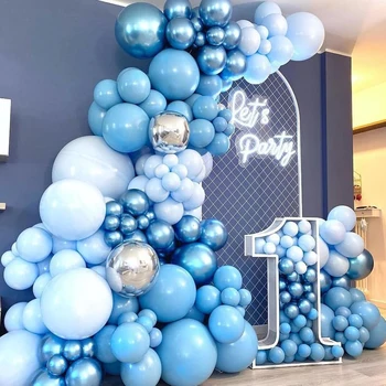 Modrá Macaron Balón Garland Arch Auta Narodeninovej Party Dekor Fólií Latex Ballon Svadby, Narodeniny, Party Baby Sprcha Deti Baloon