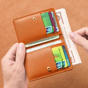 Jednofarebné PU Kožené Malá Peňaženka pre Ženy Krátke Jednoduché dámske Kabelky s Tlačidlami Ultra Tenké Kreditnej Karty Taška Mince Kabelku