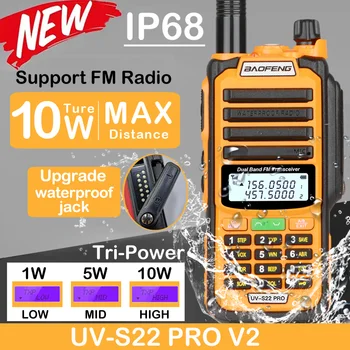 2023 Baofeng UV S22 PRO V2 Vodotesný IP68 10W Moc Walkie Talkie Typ-C Nabíjačka, FM Rádio VHF UHF Dlhý Rad Upgrade UV-9R Plus